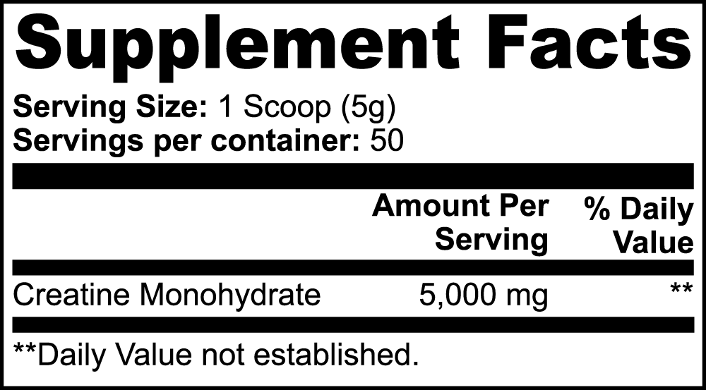 creatine, creatine monohydrate, plain creatine, 5g creatine, pure creatine, clean creatine, clean supplement