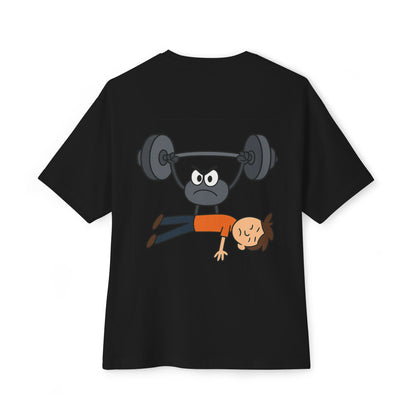 weights, oversized t-shirt, gym, workout, casual