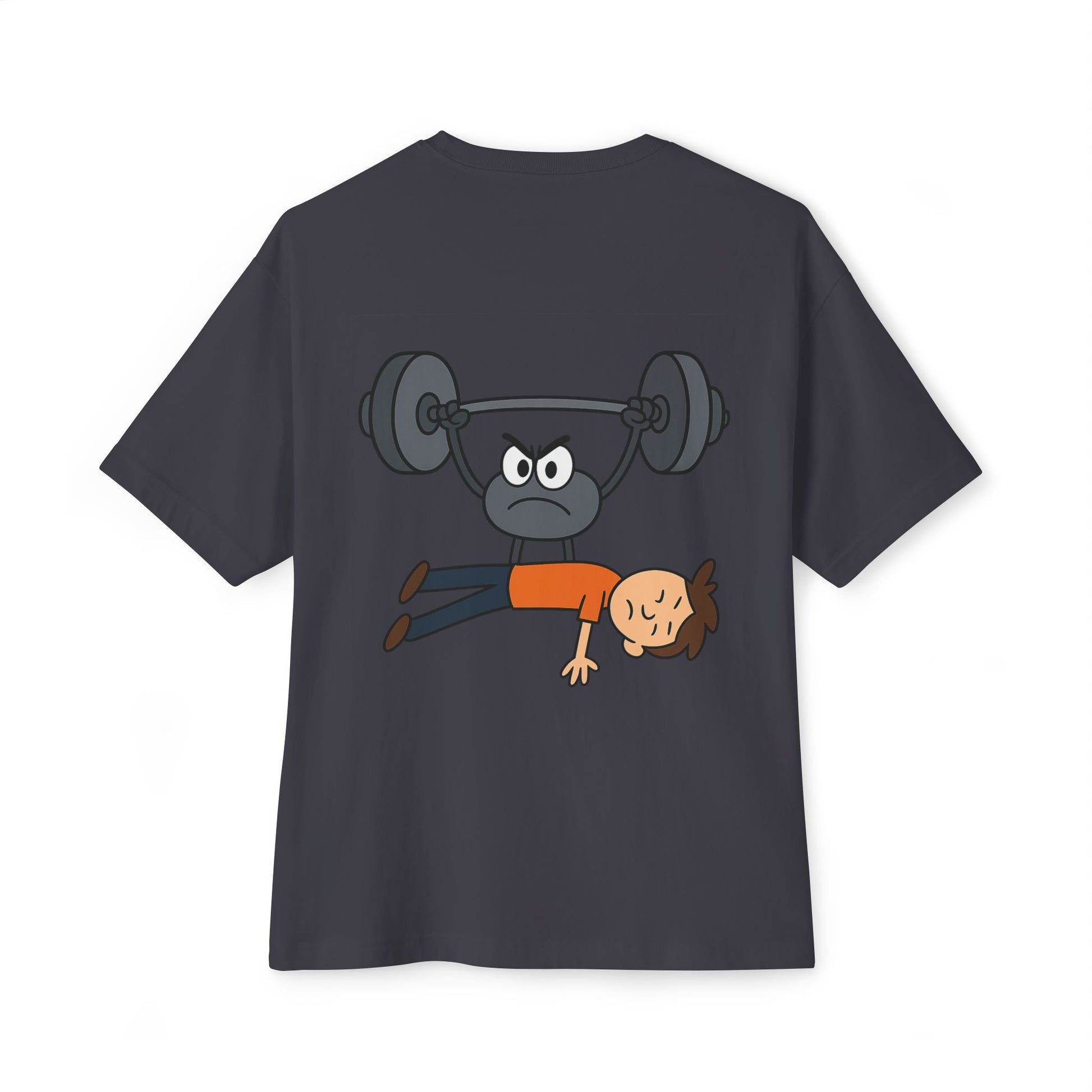 weights, oversized t-shirt, gym, workout, casual