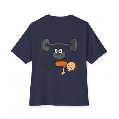 weights, oversized t-shirt, gym, workout, casual