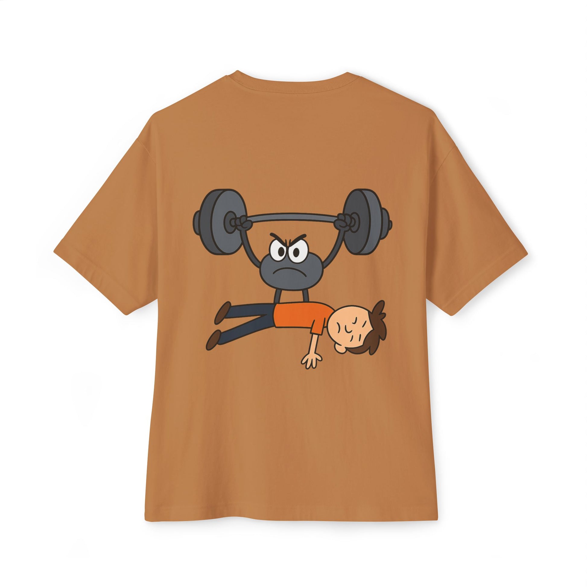 weights, oversized t-shirt, gym, workout, casual